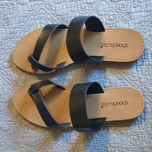 Shoe Dazzle Cloey Black Slide Sandal
